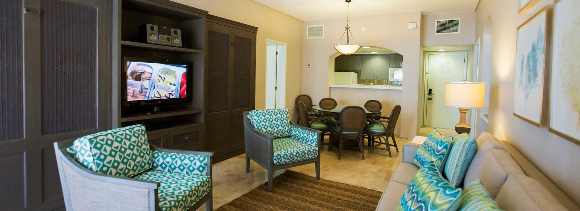 Ocean view villas one bedroom suite with full dining and living areas