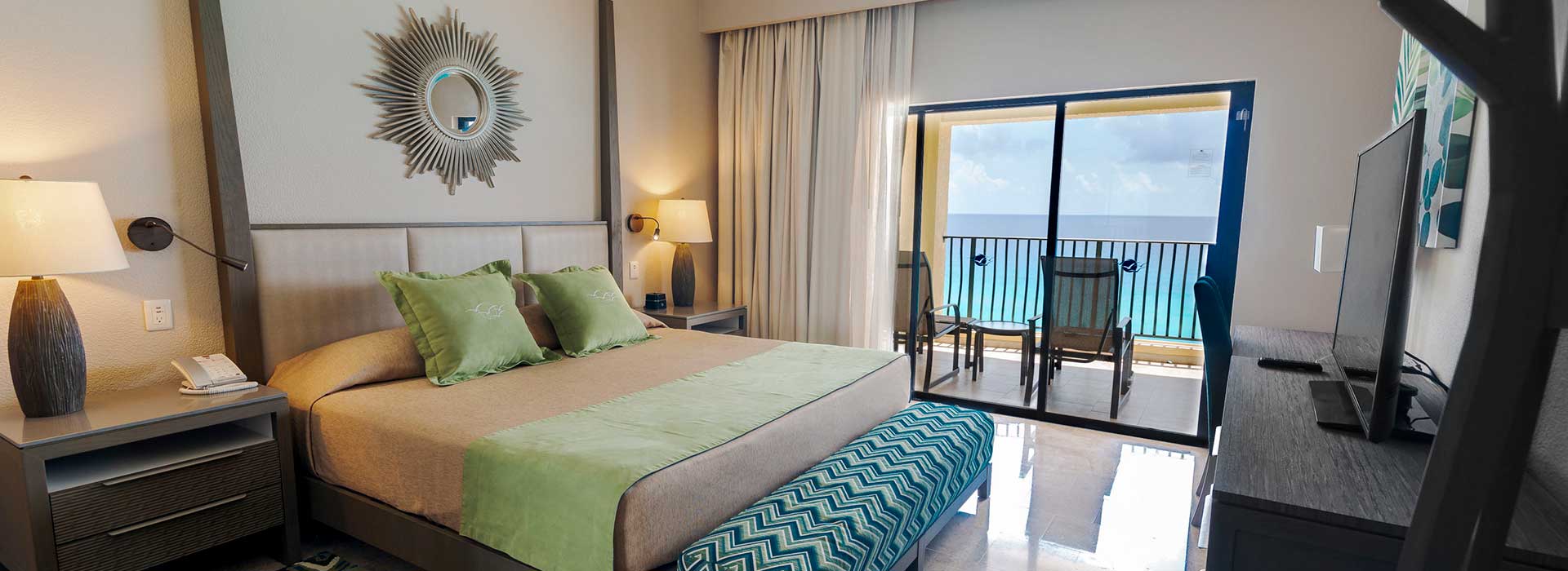 Ocean view villas with two bedroom suite with dining and living areas in The Royal Sands
